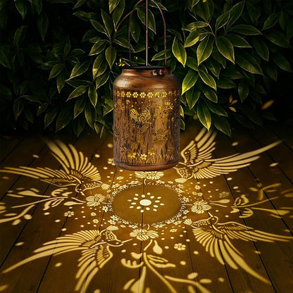 Hummingbird Lantern Solar Outdoor, Birthday Gifts for Women, Solar Light Outdoor Waterproof LED Decorative Garden for Lawn, Landscape, Patio, Porch Hanging Lantern for Ladies, Mom, Grandma