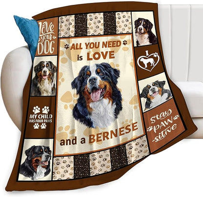 Bernese Mountain Dog Print Blanket Best Dog Pet Animal Throw Blankets for Couch Sofa Stuff Decor Gifts Lightweight Soft Cozy Fleece Plush Warm Flannel Bedding for Lover Man Woman Teen Adults 40"x50"