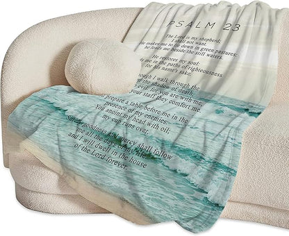 Christian Bible Psalm 23 Throw Blanket - Religious Verse Gifts and Decor for Girls, Women, Men, Kids, Adults - Soft Warm Cozy Fleece for Couch, Sofa, Bed 60"x50"