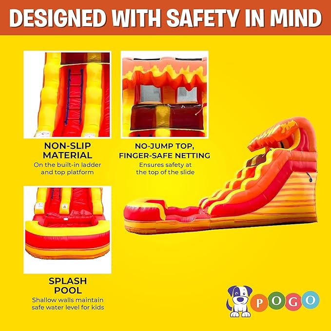 Inflatable Water Slides for Kids - Backyard Inflatable Water Slides with Splash Pool - Fire Marble Slide Complete with Blower, and Stakes - 21' x 9' - 12' Tall Slide