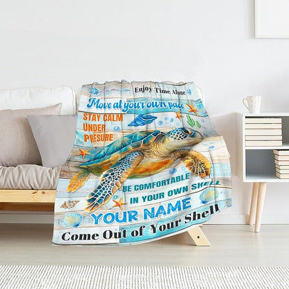 Personalized Sea Turtle Blanket for Girls - 40" x 50" Inches Cartoon Throw Blanket for Boys - Colorful Soft Cozy Throws for Sofa, Crib & Bed