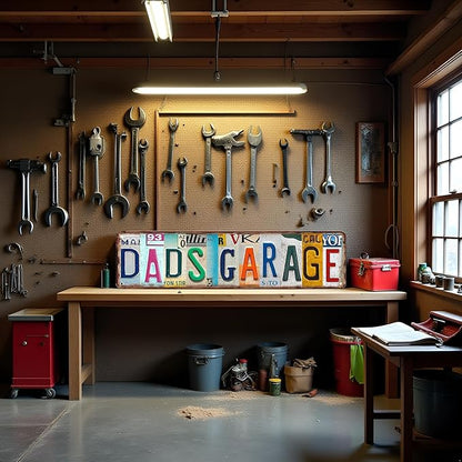 Garage Decor Garage Gifts For Dad Tin Sign Best Dads Garage Signs Vintage Dad's Workshop Sign Father Garage Signs 4x16 Inch
