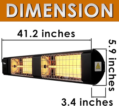 DR. INFRARED HEATER DR-239 3000W Indoor & Outdoor Infrared Patio Heater, Wall or Ceiling Mount, IP55 Weatherproof, Commercial or Residential, 220V-240V Electric Heater with Remote & Mounting Kit