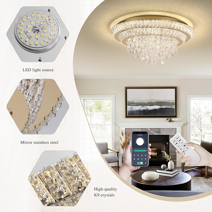 24 inch Flush Mount Crystal Chandelierse