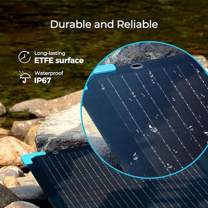 Renogy 80 watt Portable Solar Panel for Power Station, 12v Foldable Solar Panel for Camping RV of 23.5% Efficiency Mono Solar Module, with IP67 etfe Lamination, Adjustable Kickstand for Off Grid