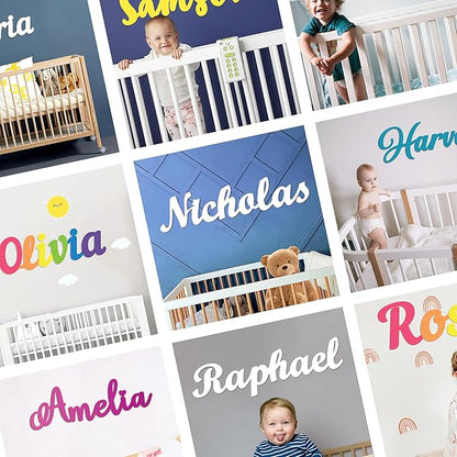 Custom Wood Name Sign For Nursery, 1/3 INCH THICKNESS, Boho Nursery Sign, Family Name Signs, 3D Wall Art for Children & Kids Rooms, Baby Shower, First birthday gift(First Name)