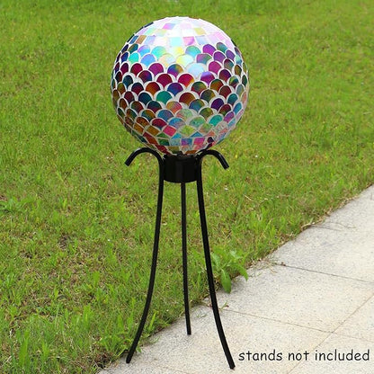 VCUTEKA Gazing Ball, Glass Mosaic Gazing Balls Sphere for Garden Lawn Outdoor Ornament Yard Decorative, 10-Inch