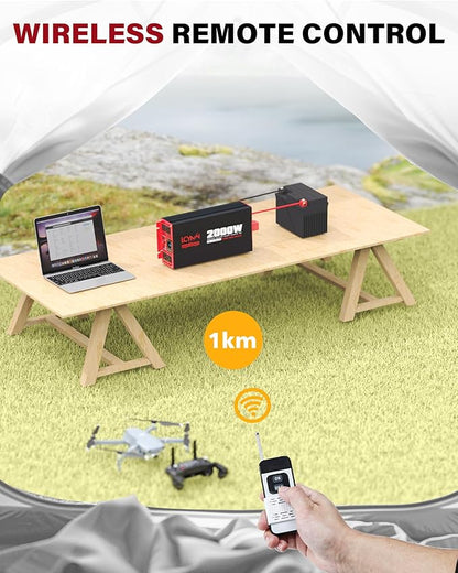 2000 Watts Pure Sine Wave Power Inverter 12V DC to 110V 120V AC Converter for Home RV Off Grid Truck Solar System Inverters with Type-C PD30W USB QC3.0 Port 4 AC Outlets LCD Display and Remote Control