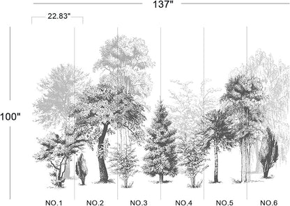 Black and White Oil Painting Forest Wall Mural Wallpaper for Bedroom 137" x 100"