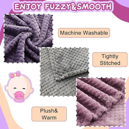 Frienda 4 Pcs Baby Fuzzy Blanket Fluffy Baby Blanket for Boys Girls Soft Warm Infant Newborn Toddler Receiving Nursery Bed Supplies, 32 x 24 Inch(Purple Color)