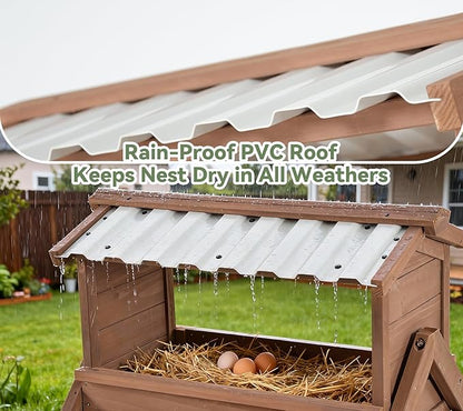 Chicken Perch for Coop, 3 in 1 Design-Nesting Box with All Weather PVC Roof+Perches+Swing, Indoor & Outdoor Roosting Bar