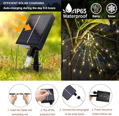 5 Pack Solar Firework Lights, 450 LED 8 Modes Dimmable Waterproof Hanging DIY