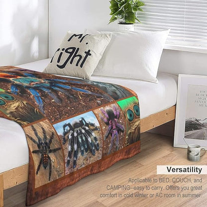 Tarantula Spider Blanket Gifts for Tarantula Lovers Tarantula Throw Blanket for Men Women Kids Adults Soft Warm Cozy Fleece Blanket for Couch Sofa Bed 60"x80"