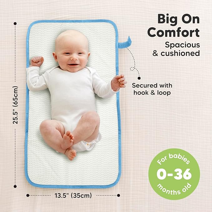 KeaBabies Portable Diaper Changing Pad, Easy Wipe Clean - Foldable Waterproof Baby Changing Mat for Diaper Bag, Compact, Lightweight, 25x13 Newborn, Infant, Baby Changer Travel Essential (Cloud)