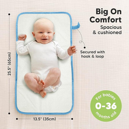 KeaBabies Portable Diaper Changing Pad, Easy Wipe Clean - Foldable Waterproof Baby Changing Mat for Diaper Bag, Compact, Lightweight, 25x13 Newborn, Infant, Baby Changer Travel Essential (Cloud)