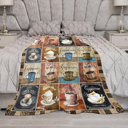 Coffee Blanket Gifts for Coffee Lovers Coffee Throw Blanket for Women Men Adults Soft Warm Cozy Fleece Blanket for Couch Sofa Bed D1 50"x60"