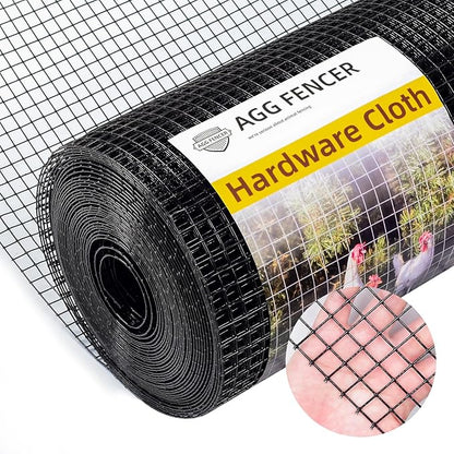 16in x 100ft Black Hardware Cloth 1/2 inch 19Ga PVC Coated Wire Mesh Vinyl Coated Fence, Welded Metal Chicken Wire Fencing Roll, Garden Plant Fencing, for Chicken Coop and Home Improvement