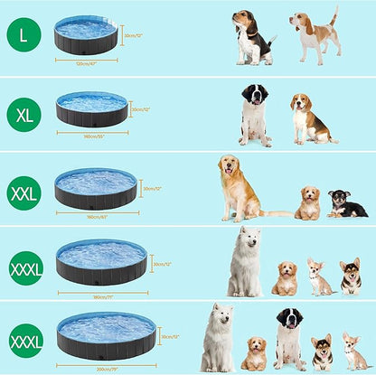 Yaheetech Foldable Dog Pool Collapsible Hard Plastic Dog Swimming Pool Portable Pet Pools Doggie Wading Pool Bath Tub for Puppy Small Medium Large Dogs, 79 x 12 Inches Black