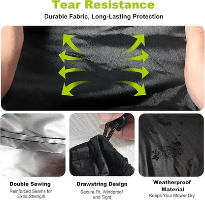 Lawn Mower Cover Compatible with Ryobi, Heavy Duty Lawnmower Covers, Polyester Oxford Push Mower Cover, with Drawstring and Storage Bag, for Dust and Outdoor Protection, Black