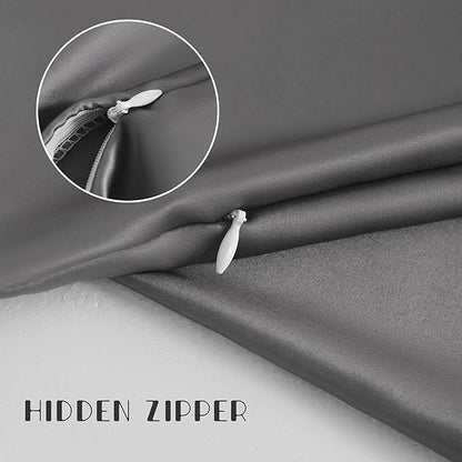 NTBAY Zippered Silk Satin Toddler Pillowcases - 2 Pack Hidden Zipper 13x18 Pillowcases - Luxury and Silky Baby Travel Pillow Covers, Dark Grey