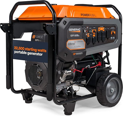 Generac 22,500 Starting Watt Portable Gas Generator - Electric Start - Home Backup or RV Ready - Heavy Duty Frame - Quiet, Long Runtime, Emergency Power - 49-State Compliant