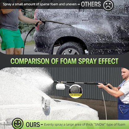 Electric High Pressure Washer - Portable Washer with 23 FT Water Outlet & 6.6 FT Inlet Hose, Steel Spray Wand, Foam-Adjustable Cannon, 4 Nozzle Set, Cleans Car/Patio/Fence/Window, 3800PSI 2.4GPM