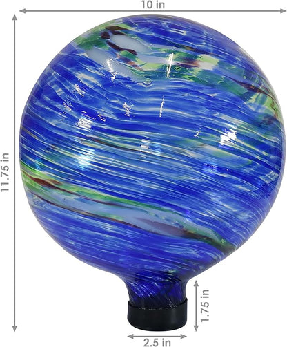Sunnydaze 10-Inch Gazing Ball for Garden - Glass Gazing Globe for Outside - Garden Orb Yard Decor - Northern Lights - Set of 2