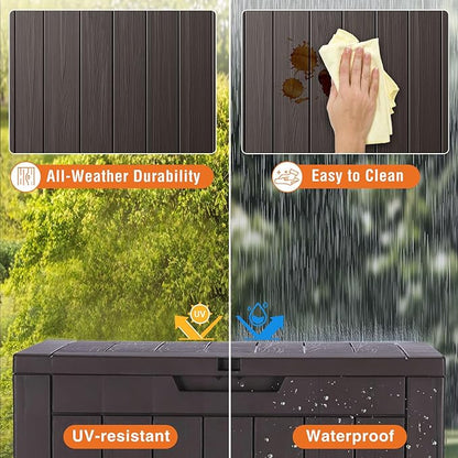 Sweetcrispy Deck Box with 31 Gallon Capacity, Weatherproof Resin Lockable Outdoor Storage for Secure Package Deliveries and Indoor Storage in Garden or Patio, Backyard
