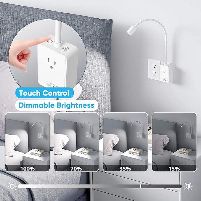 Plug in LED Book Reading Spot Light, 3 Lighting Colors,