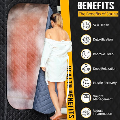 XL Portable Sauna Box, 4L Steamer Portable Steam Sauna for Home, Personal Sauna with Big Sauna Chair, Remote Control, Black, 1400W