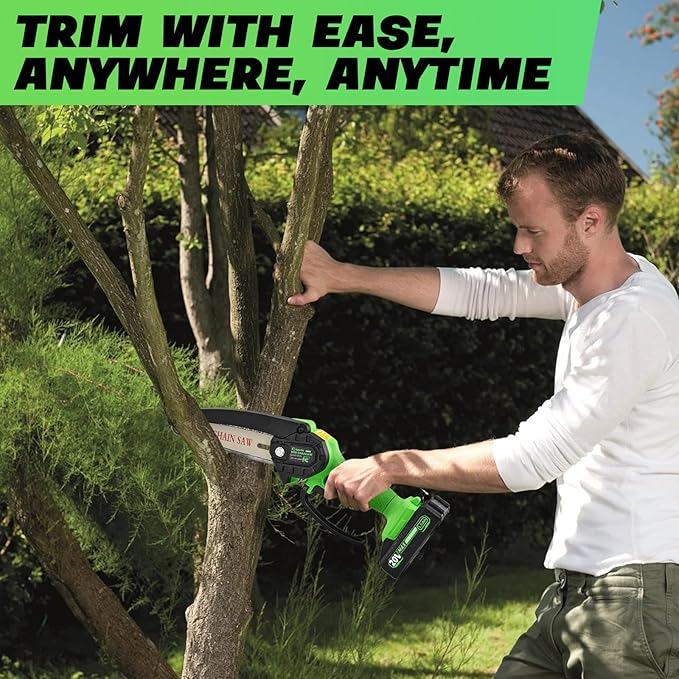 Saker Mini Chainsaw Cordless,6 Inch Chainsaw, Mini Electric Chainsaw Cordless Battery Powered,One-Hand Portable Chain Saw for Tree Trimming, Pruning&Wood Cutting, Gift for Men Dad Husband Father 2025