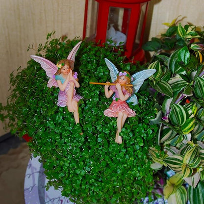 Mood Lab Fairy Garden - Miniature Fairies Figurines - Sitting Girls Set of 2 pcs - for Outdoor or House Decor Statue Kit