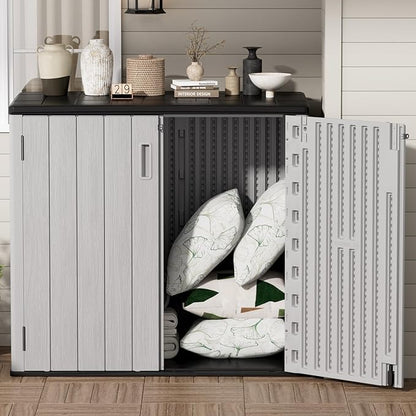 Outdoor Storage Cabinet for Patio & Garden Shed, 37Cu.ft Outdoor Storage Shed Waterproof,Horizontal Outdoor Cabinet for Garage, Pool Storage.