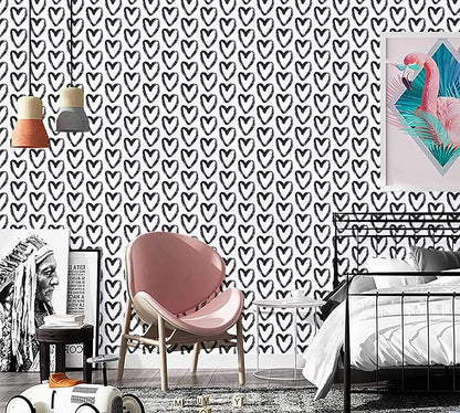 Timeet Black White Wallpaper - Peel & Stick 17.7"x118" Modern Wall Decoration