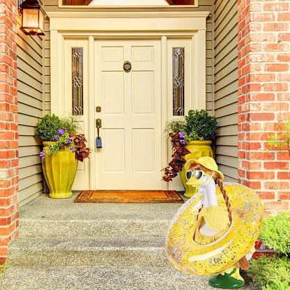 Hawaiian Porch Goose Outfits with Braid Wig Set, Bikini Goose Clothes – Fits 23” Porch Goose Statue, Outdoor Patio Yard & Lawn Decoration