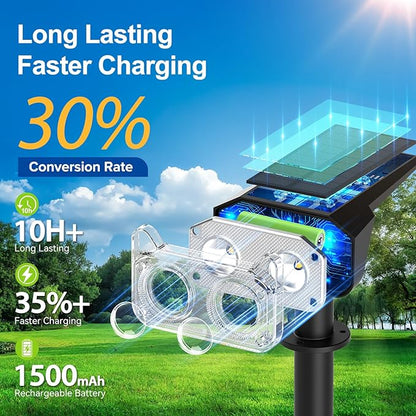 LETMY Solar Spot Lights Outdoor Waterproof with Bigger LED, 6 Pack Auto ON/OFF 135°Adjustable Solar Lights Outdoor, 2-in-1 Wall Lights & 2 Modes Landscape Spotlights for Tree Yard Pathway Garden Decor