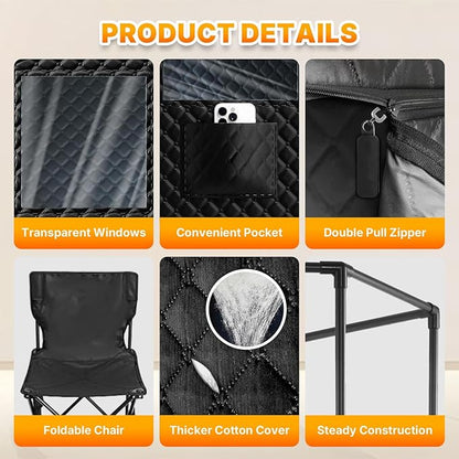Portable Red Light Sauna Box for Home Use,3L 1200W Steam Generator, XL Foldable Sauna Tent with Chair & Mat,Full Body Detox, Recovery & Relaxation Spa