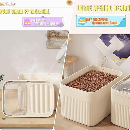 High-Capacity Pet Food Container Airtight with Cup, Dog Food Storage Container,Durable Design for Dog/Cat/Bird Food Storage, Keep Dry Food Fresh (Transparent, 9 pounds)
