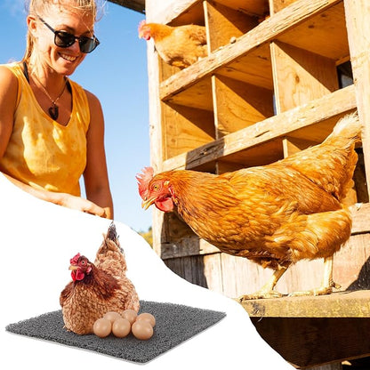 12 Pcs Nesting Pads for Chicken Coop, 12x12 Inch Washable Plastic Nesting Box Liners with 6 Fake Eggs, Reusable Laying Mats for Hens, Chicken Coop Accessories