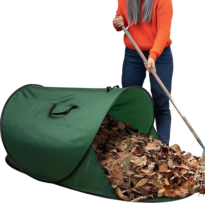 150 Gallon Foldable Pop Up Leaf Collector, Leaves Pickup and Loader Bag, Lawn Portable Leaf Bags for Cleaning Up Garden Weeds Branches Waste Trash