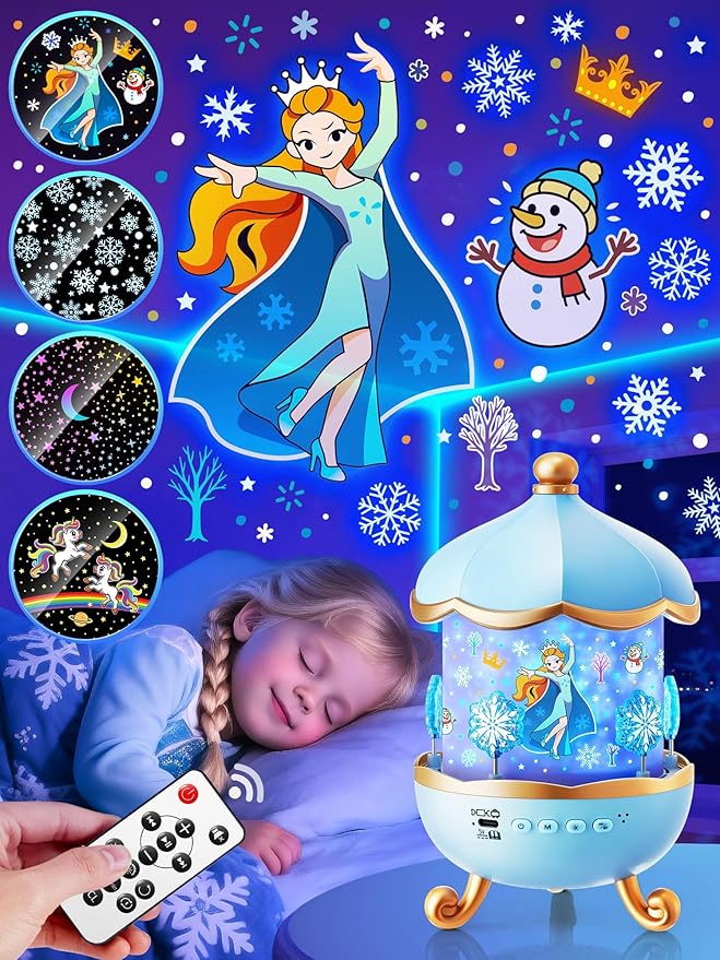 Frozen Toys, 15 Music+16 Films+315 Colors Night Light for Kids, 360°+Remote+Cordless Star Projector for Kids Night Light Projector, Princess Toys for Girls Room Decor, Christmas Gifts Frozen Gifts