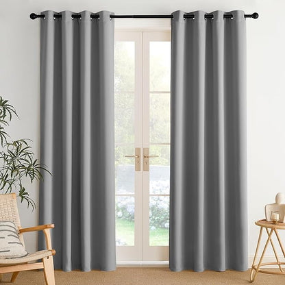 NICETOWN Silver Grey Curtains for Living Room 84 inches Long 2 Panels, Thermal Grommet Curtains for Living Room, Noise Reducing Privacy Window Treatment Shades for Bedroom, Laundry Patio, W52