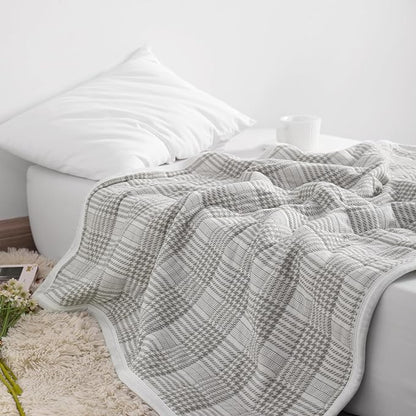 NTBAY Jersey Cotton Quilted Toddler Blanket, Breathable and Warm for Boys and Girls Baby Blanket, 30x40 Inches, Grey Grid