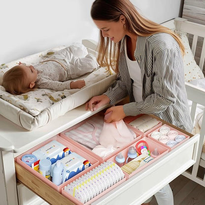DIMJ Drawer Organizer Clothes - 20 Pack Closet Drawer Organizer Bins for Baby Clothes Storage, Fabric Dresser Organizer for Nursery Bedroom, Foldable Small Drawer Dividers for Underwear Socks