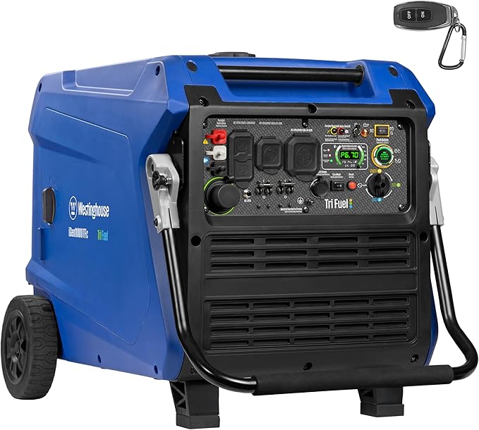 Westinghouse 11000 Peak Watt Tri-Fuel Portable Inverter Generator, Remote Start, Transfer Switch Ready, Gas/Propane/Natural Gas Powered, Low THD, Safe for Electronics, Parallel Capable, CO Sensor