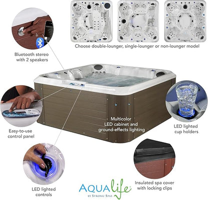 Amplified 100-Jet 6-Person Lounger Spa with Bluetooth Stereo and 3 Pumps by Essential Hot Tubs