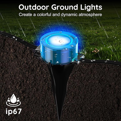 RGB Outdoor Ground Lights, 200Ft Color Changing Pathway Lights