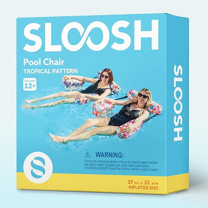 SLOOSH Inflatable Pool Floats Adult,2 Packs Floating Lounge Chairs,Blow up Pool Noodles for Adult Heavy Duty,Floating Chair for Party Summer Water Beach Lake Fun