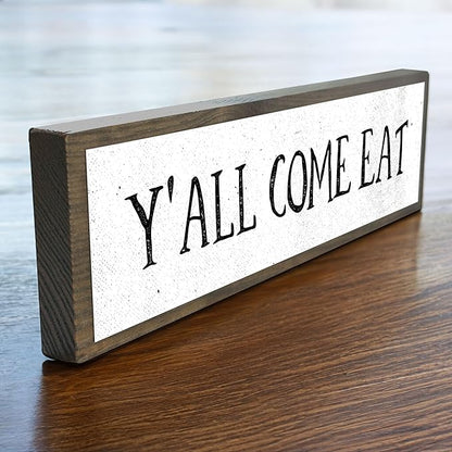 Wood & Metal Southern Sign – Weatherproof Indoor Outdoor Wall Decor – Rustic Charm with "Y’all Come Eat" – Gift-Wrapped & Ready to Give