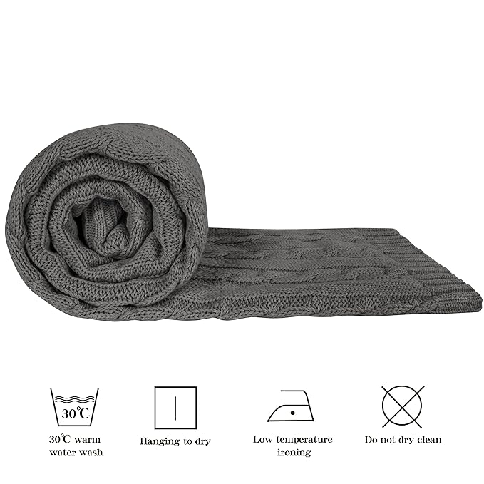 NTBAY 100% Pure Cotton Cable Knit Toddler Blanket, Super Soft Warm Breathable 30x40 Baby Blanket for Crib, Stroller, Nursery, Travel, Newborn, 30x40 Inches, Grey